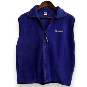 Vintage Fleece Vest San Diego 2000 Andy's Full Zip Blue Small